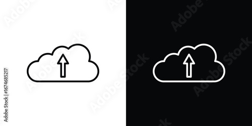 Cloud upload icon. Isolated Line Icon.