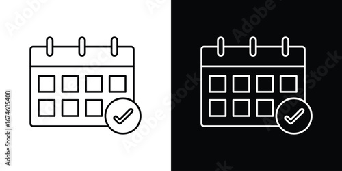 Calendar check icon. Isolated Line Icon.