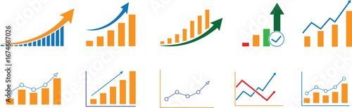 Growing bar graph icon with arrow going up.