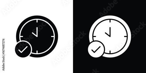Time check icon. filled flat sign for mobile concept and web