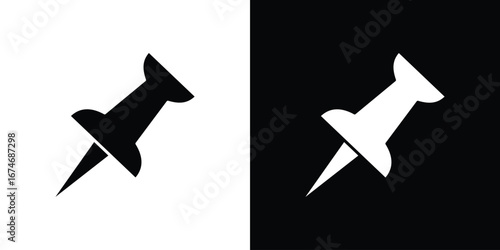 Thumbtack icon. filled flat sign for mobile concept and web