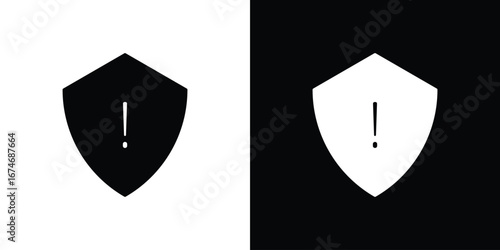Shield exclamation icon. filled flat sign for mobile concept and web