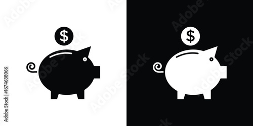 Piggy bank icon. filled flat sign for mobile concept and web