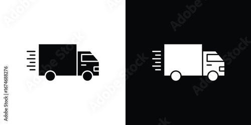 Moving truck icon. filled flat sign for mobile concept and web