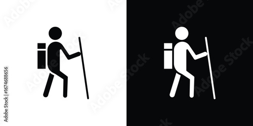 Hiking icon. filled flat sign for mobile concept and web