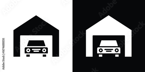 Garage car icon. filled flat sign for mobile concept and web