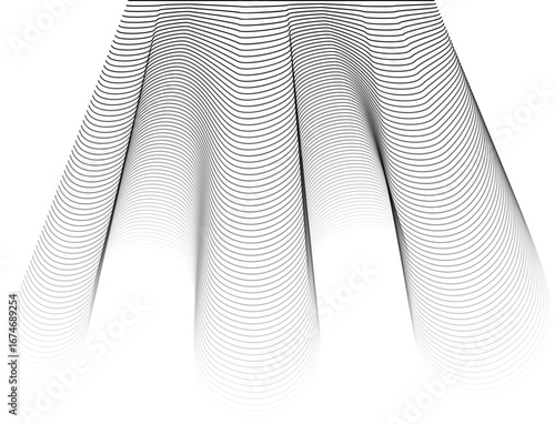 Continuous ribbon-like waves flow in soft arcs, creating an organic, twisting pattern.