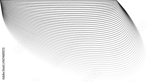 Long, continuous ribbon-like curves stretch and weave together, forming an abstract fluid shape.