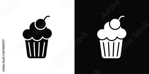 Cupcake icon. filled flat sign for mobile concept and web