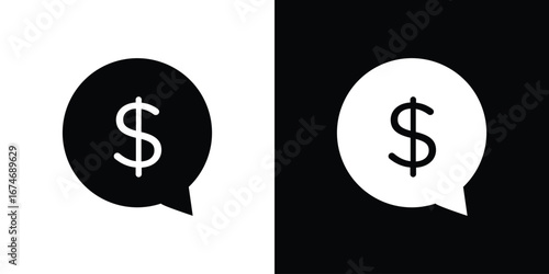 Comment dollar icon. filled flat sign for mobile concept and web