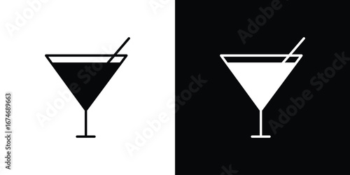 Cocktail icon. filled flat sign for mobile concept and web