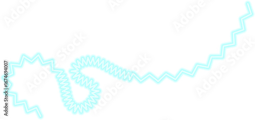 Freeform chaotic zigzag energy line with unpredictable electric motion and a glowing neon blue effect.