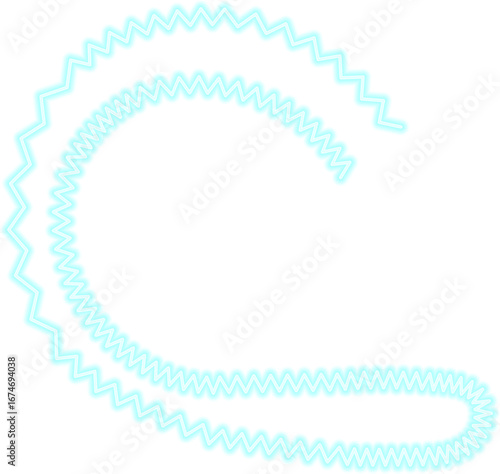 Wavy neon line with an irregular zigzag effect, mimicking the movement of an electric current in motion.