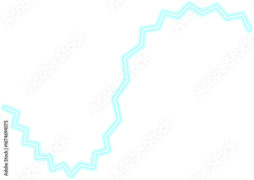 Wave-shaped neon stroke with irregular zigzags, radiating a high-energy electric pulse with a glowing effect.