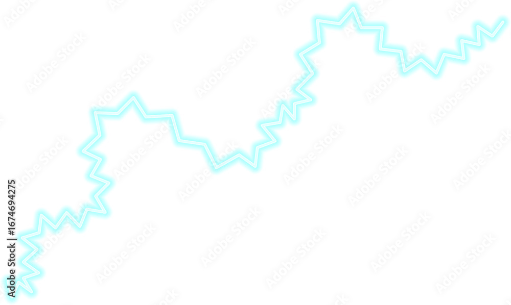 Fototapeta premium Abstract neon zigzag line featuring an irregular stroke, simulating an uneven energy discharge.