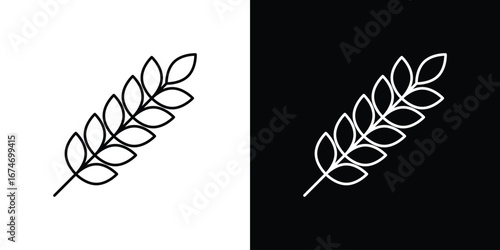 Wheat icon. Minimalistic sign drawn with black and white lines