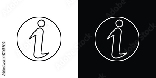 Info icon. Minimalistic sign drawn with black and white lines