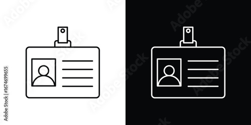 ID badge icon. Minimalistic sign drawn with black and white lines