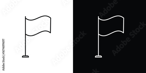 Flag icon. Minimalistic sign drawn with black and white lines