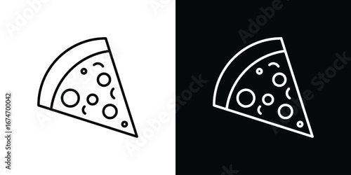 Pizza slice icon. Isolated Line Icon.