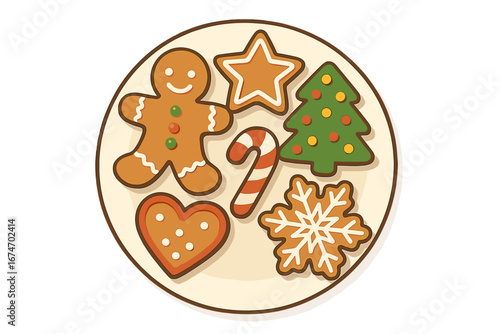 Gingerbread cookies in various shapes on a decorative plate gingerbread cookies plate