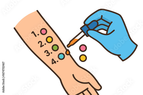 Medical professional conducting allergy skin test on patient’s arm allergy skin test