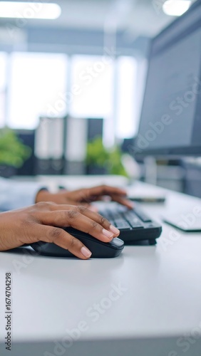 Close-up of hands working on a computer