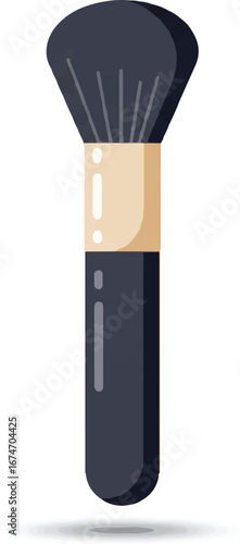 Ideal for cosmetic product ads, beauty blog graphics, or makeup tutorial videos. This sleek black handled makeup brush is easily customizable.