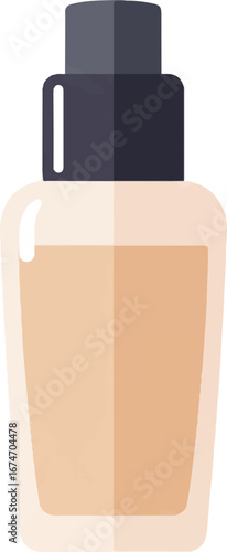 Bottle of tan liquid makeup with a dark cap. Great for beauty blog posts, cosmetics website banners, makeup tutorials, commercial advertisements.