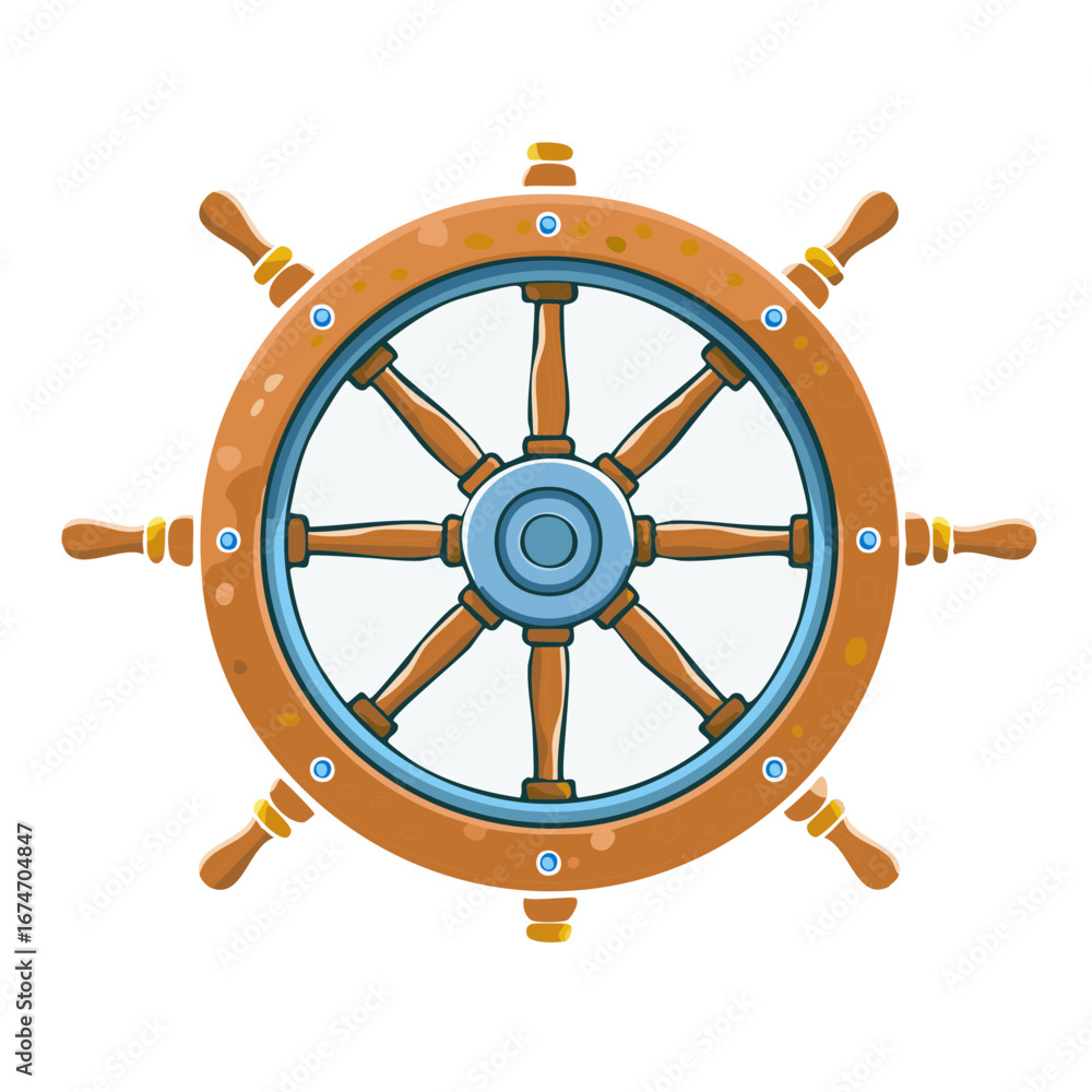 custom made wallpaper toronto digitalCartoon style vintage steering wheel with wooden handles isolated on a blank background