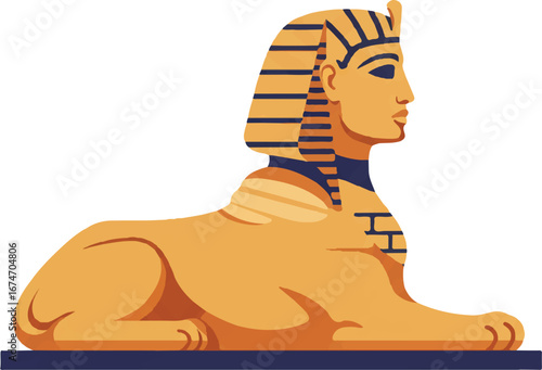 Golden sphinx statue symbolizing ancient egypt, suitable for history, culture, travel, and educational design projects and publications.