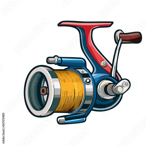 Colorful Fishing Reel with Yellow Line and Metal Spool for Outdoor Recreation and Angling