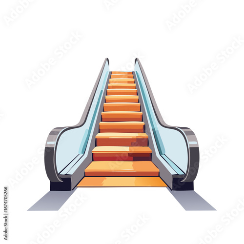 Isolated Escalator Illustration on White Background Modern City Moving Steps