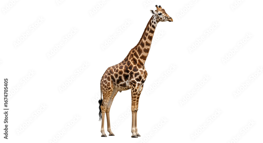Obraz premium Isolated giraffe image for design projects and educational use animal photography giraffe portrait standing tall on transparent background