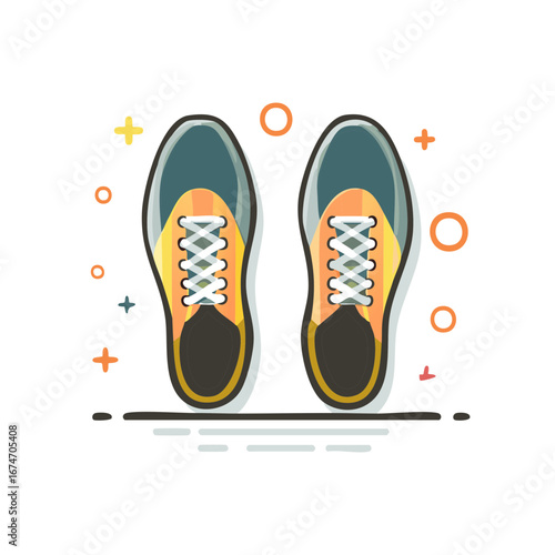 Two athletic sneakers viewed from above isolated on a white background