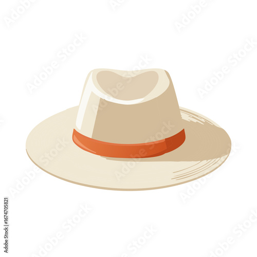Straw Fedora Hat with Orange Band, Headwear and Summer Fashion Accessory