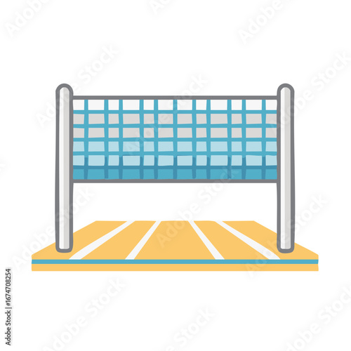 Sports net and court illustration for volleyball or tennis match play