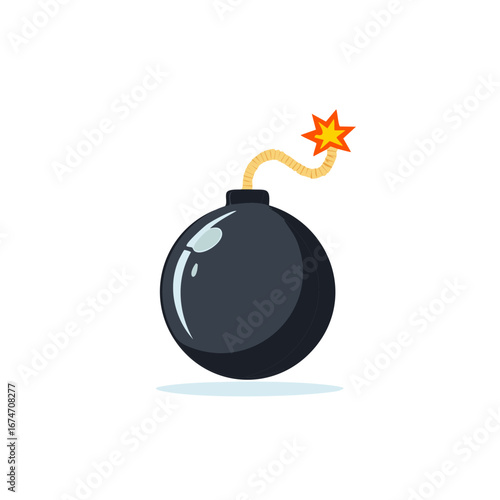 Cartoon bomb illustration with wick lit ready to explode