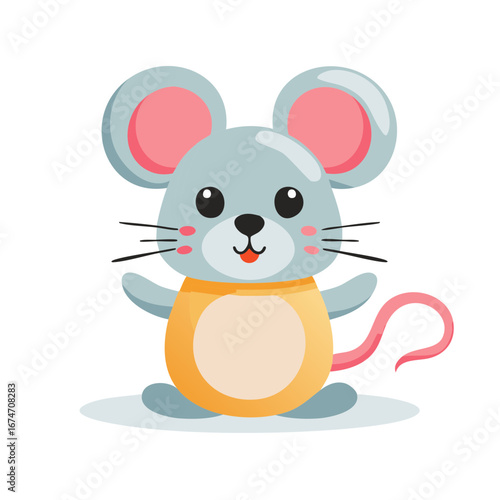 Cute cartoon mouse character illustration adorable smiling rodent with a yellow shirt