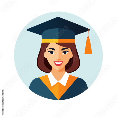 Smiling Graduate in Cap and Gown Celebration Graduation Academic Success Achievement Student Progress