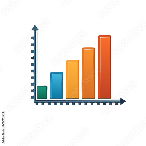 Colorful bar graph showing increasing trend on a white background.