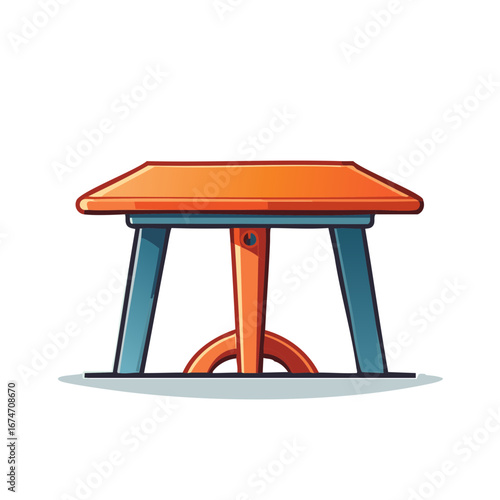 Whimsical Orange Topped Table with Blue Legs, Retro Cartoon Furniture, Home Decor, Interior Design Element