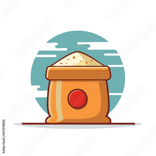 Vector illustration of a brown sack full of sugar flour or rice grain product icon