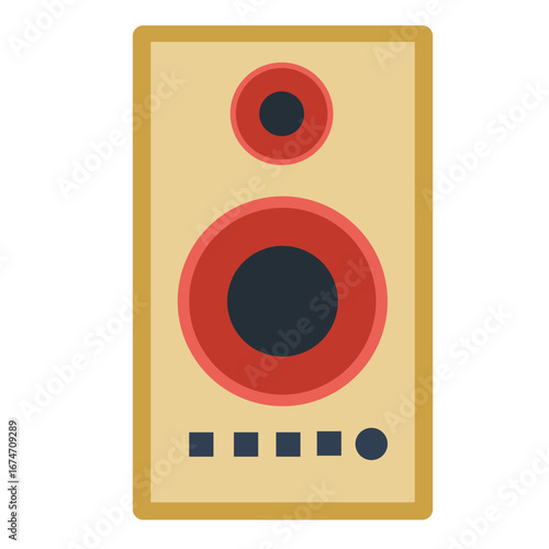 Colorful speaker design with circular patterns against a beige background, suitable for music themes