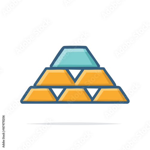 Stacked Gold Bars and Gemstone Pyramid Icon