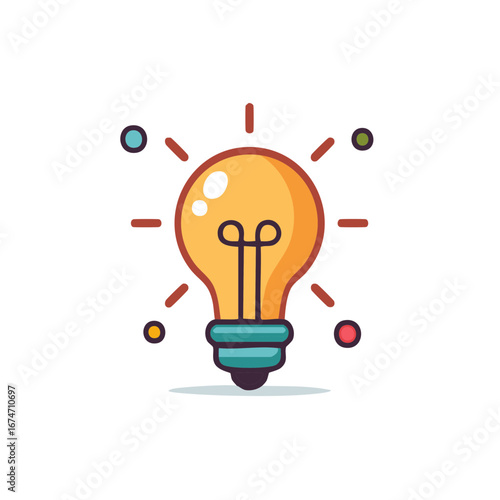 Illustrative Light Bulb Symbolizing Innovation Creative Solutions and Idea Generation Featuring Colorful Radiating Elements