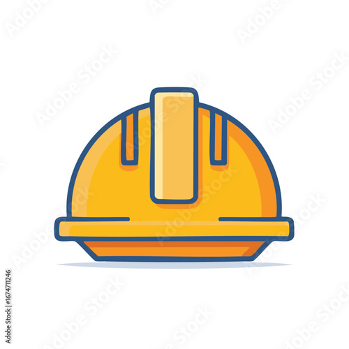 Illustration of a yellow safety construction helmet, vector icon, isolated