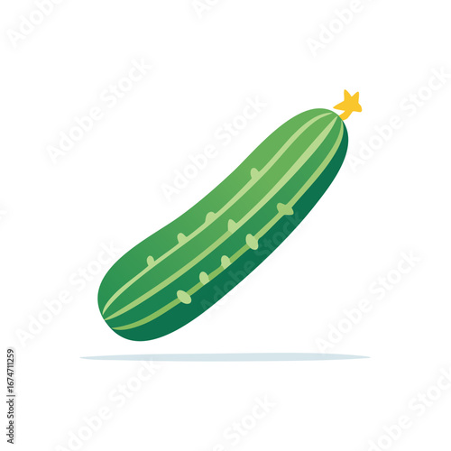 Fresh Pickled Cucumber Vector Illustration featuring Vibrant Green and Yellow Tones for Healthy Food Design and Gourmet Product Creation