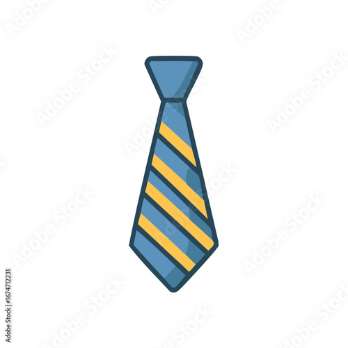 Striped Necktie in Blue and Yellow for Business Attire or Fashion Accessory