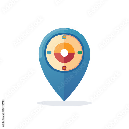 Map Pointer with Target Icon for Location Targeting and Navigation